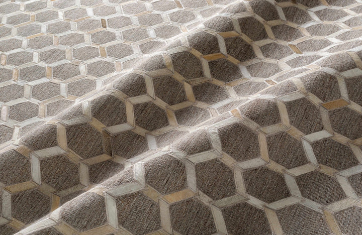 Haddix Contemporary Geometrical Brown And Gray Leather Rug - The Rug Decor