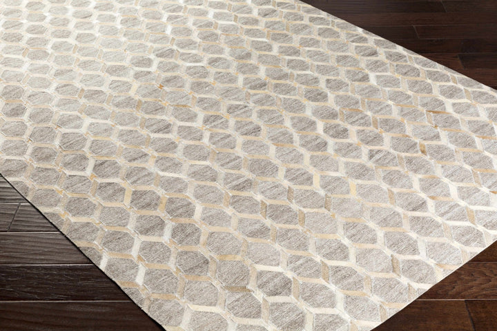 Haddix Contemporary Geometrical Brown And Gray Leather Rug - The Rug Decor