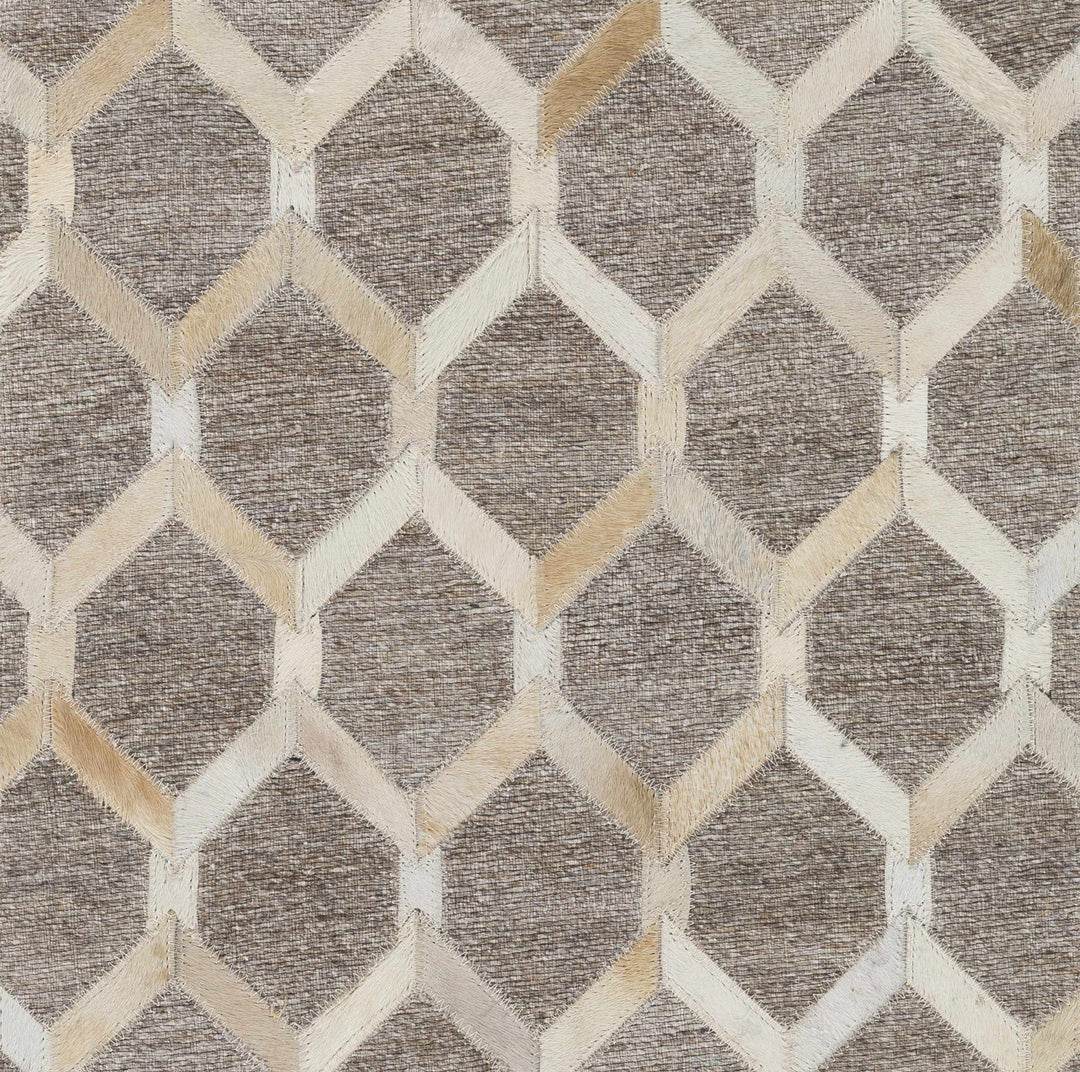 Haddix Contemporary Geometrical Brown And Gray Leather Rug - The Rug Decor