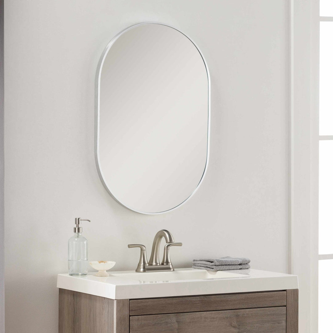 Hagenburg Silver Oval Aluminum Frame Mirror - The Rug Decor
