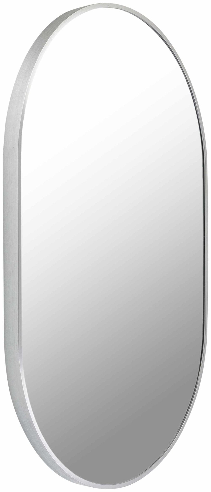 Hagenburg Silver Oval Aluminum Frame Mirror - The Rug Decor
