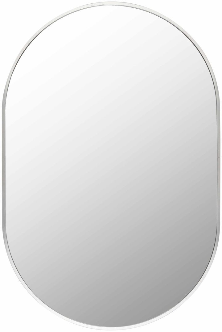 Hagenburg Silver Oval Aluminum Frame Mirror - The Rug Decor
