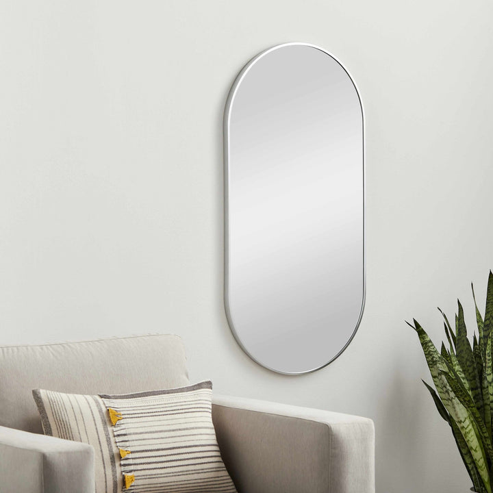 Hagenburg Silver Oval Aluminum Frame Mirror - The Rug Decor