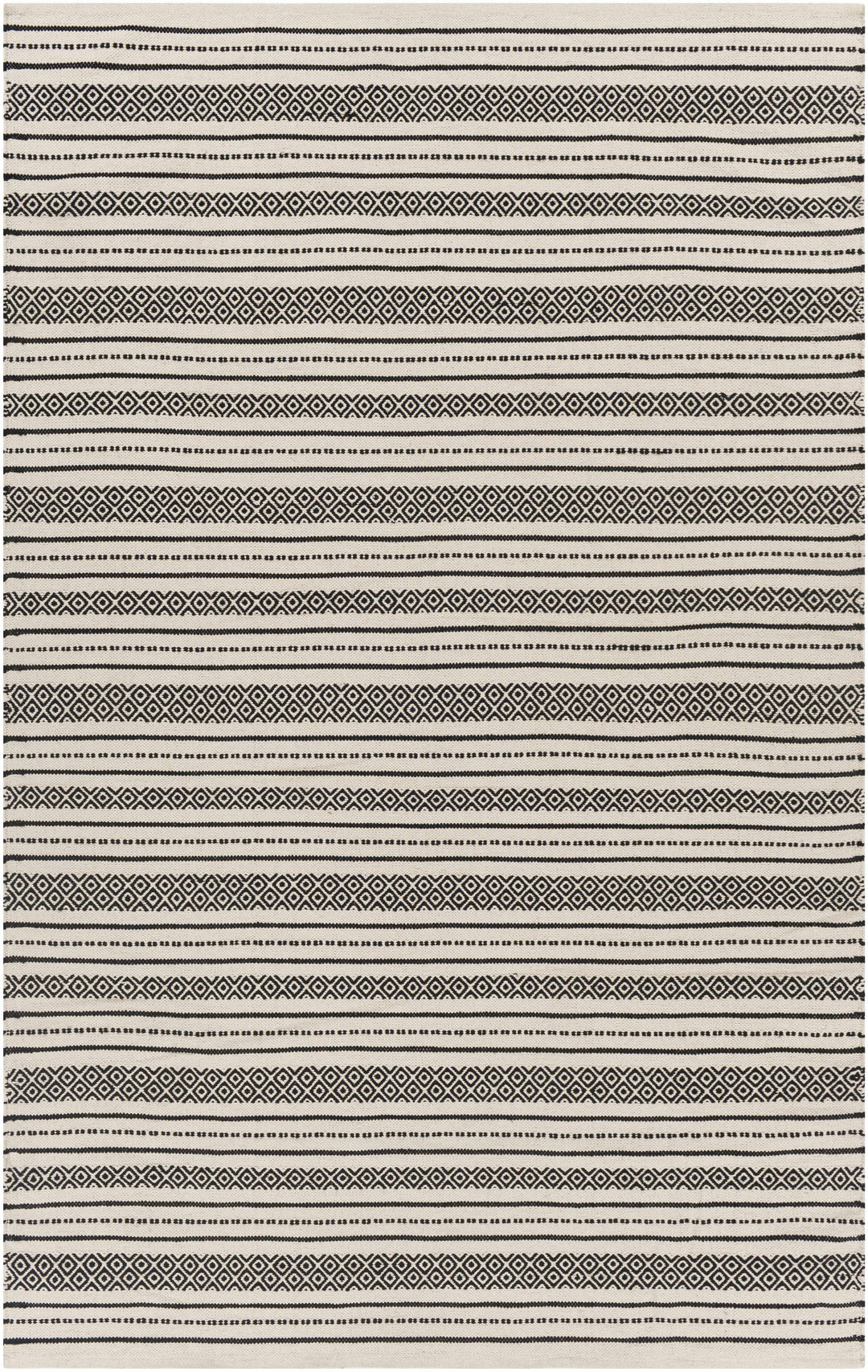 Hagnaya Ivory And Black Modern style Hand Woven Area Rug
