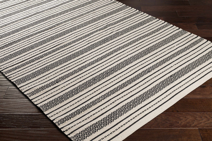 Hagnaya Ivory And Black Modern style Hand Woven Area Rug