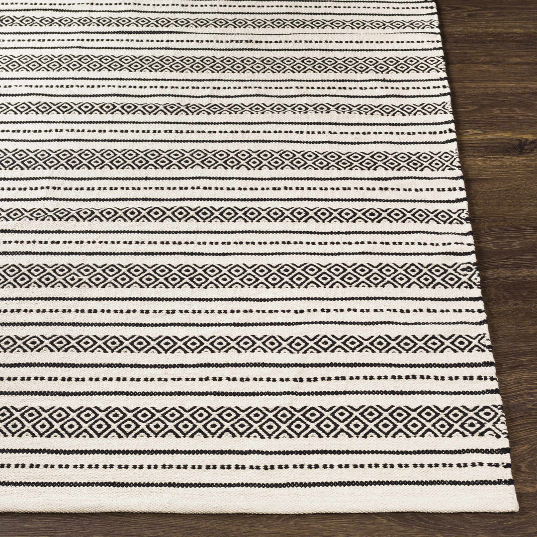 Hagnaya Ivory And Black Modern style Hand Woven Area Rug