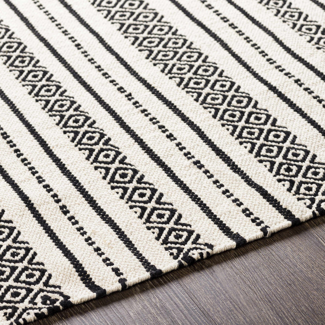 Hagnaya Ivory And Black Modern style Hand Woven Area Rug