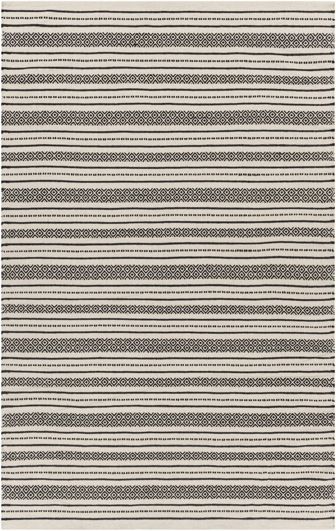 Hagnaya Ivory And Black Modern style Hand Woven Area Rug - The Rug Decor