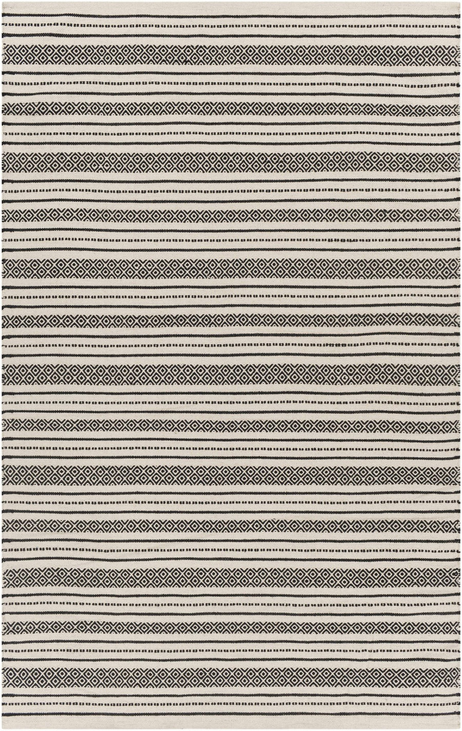 Hagnaya Ivory And Black Modern style Hand Woven Area Rug - The Rug Decor