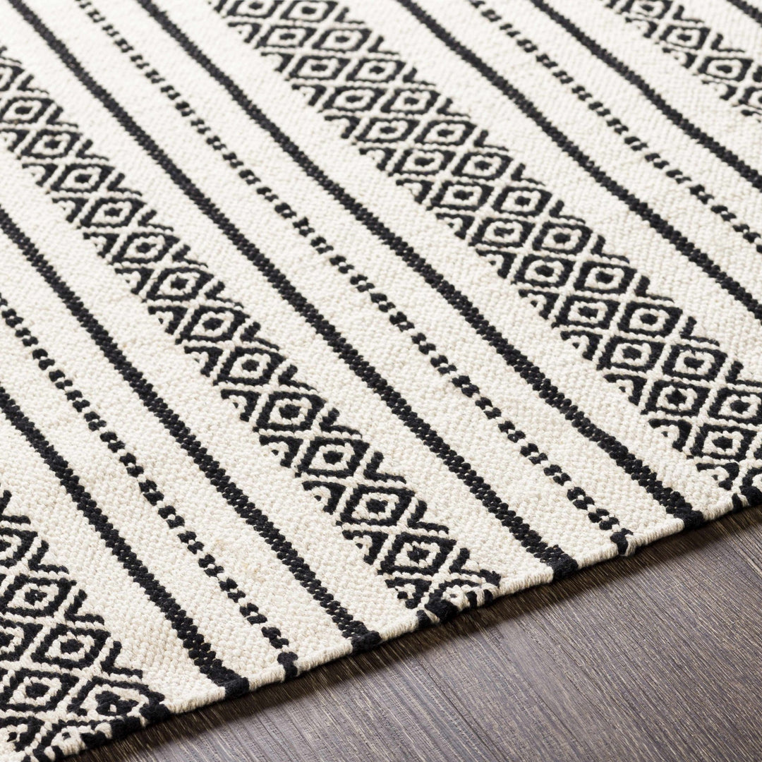 Hagnaya Ivory And Black Modern style Hand Woven Area Rug - The Rug Decor