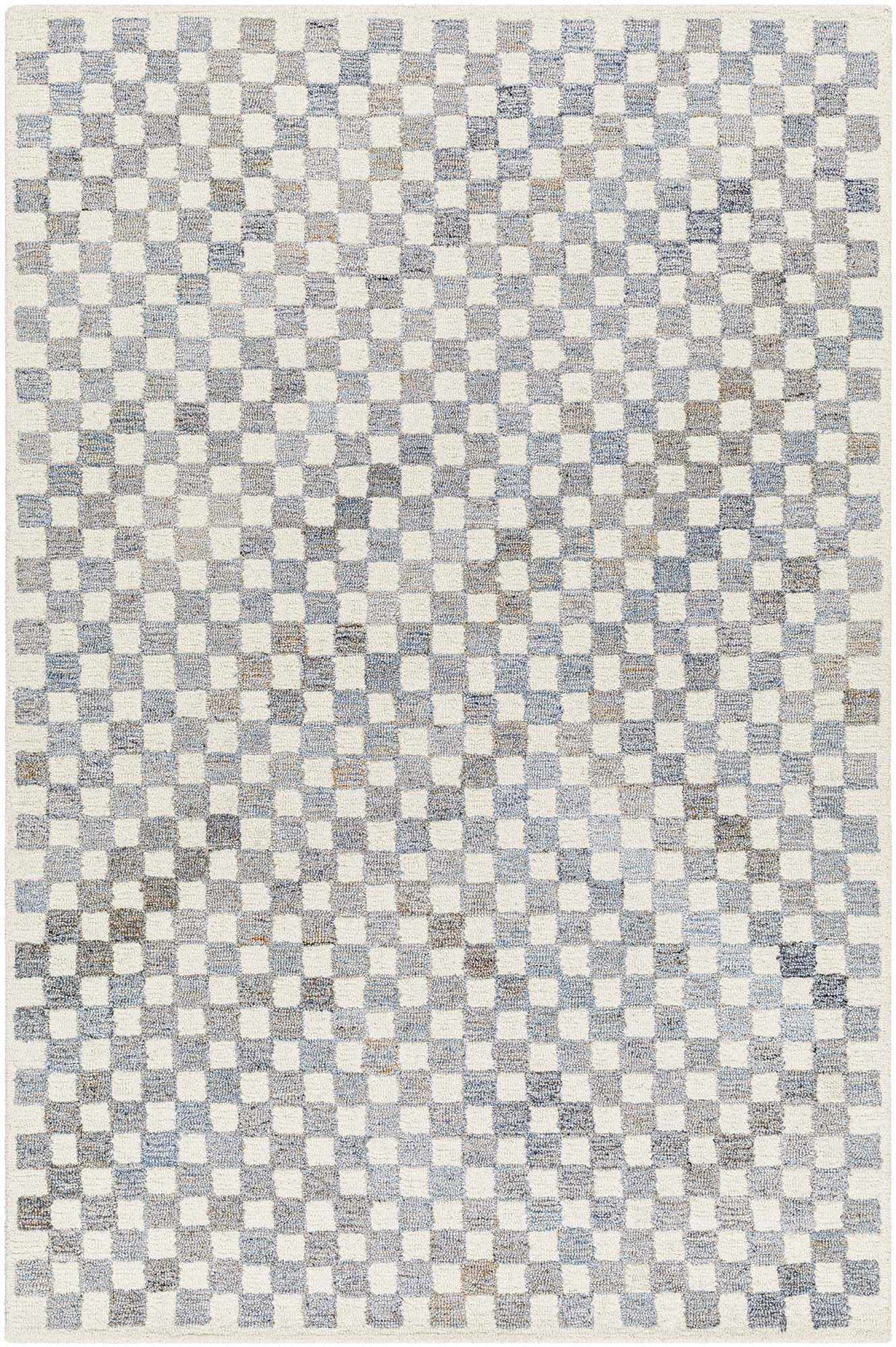 Halen Modern Gray And Ivory Checkered Rug - The Rug Decor