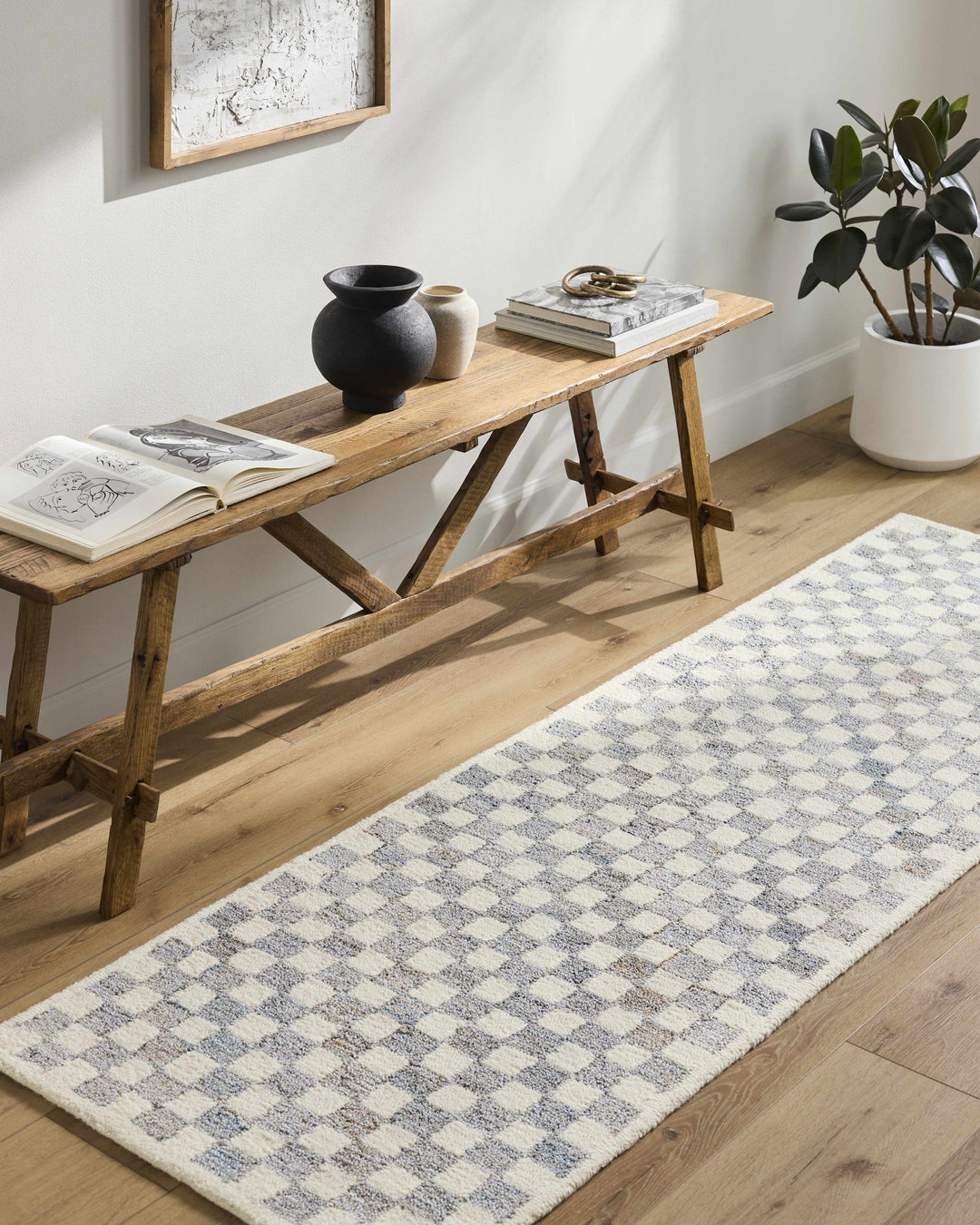 Halen Modern Gray And Ivory Checkered Rug - The Rug Decor