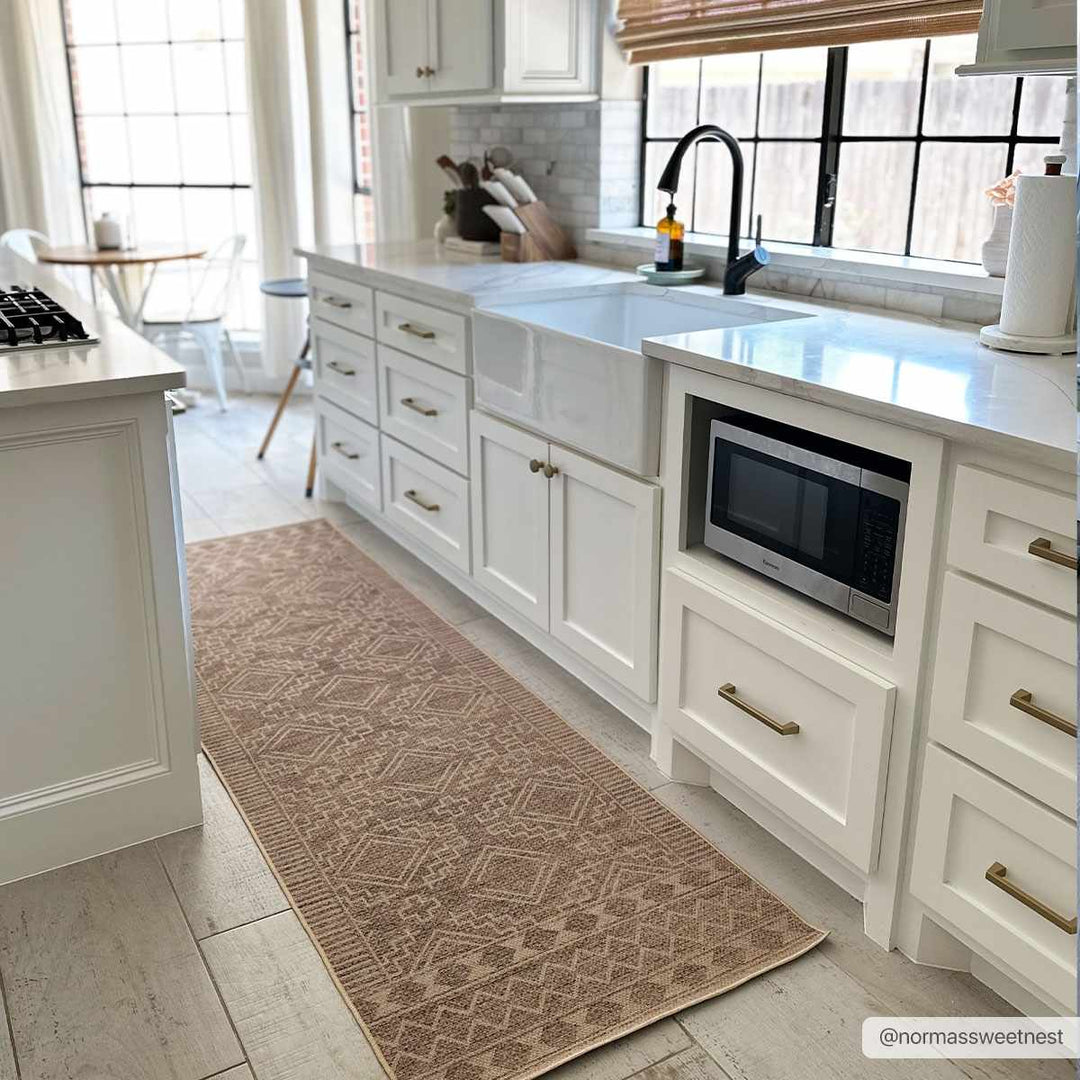 Halle Modern Tribal Design Tan Washable Area Rug - The Rug Decor
