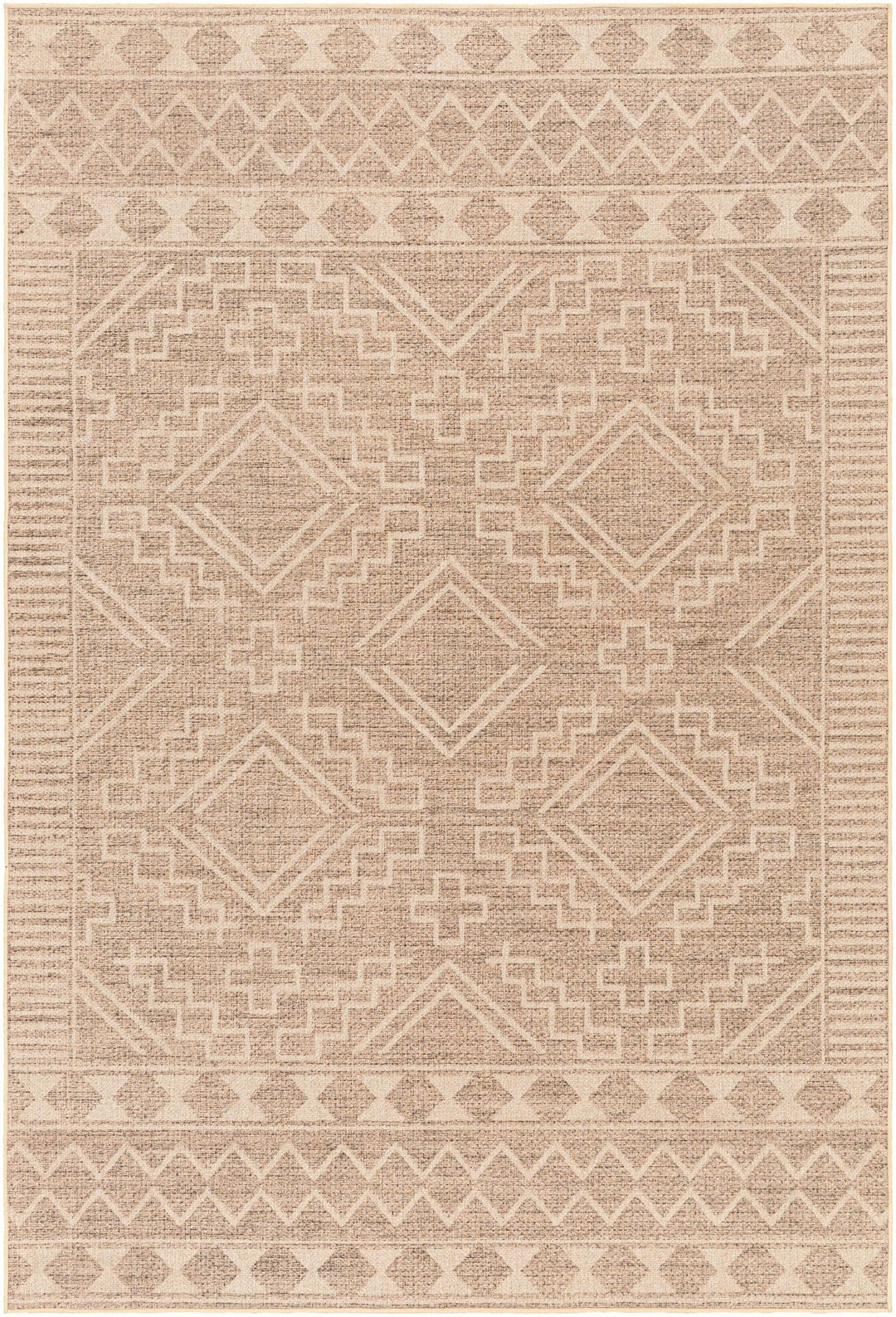 Halle Modern Tribal Design Tan Washable Area Rug - The Rug Decor