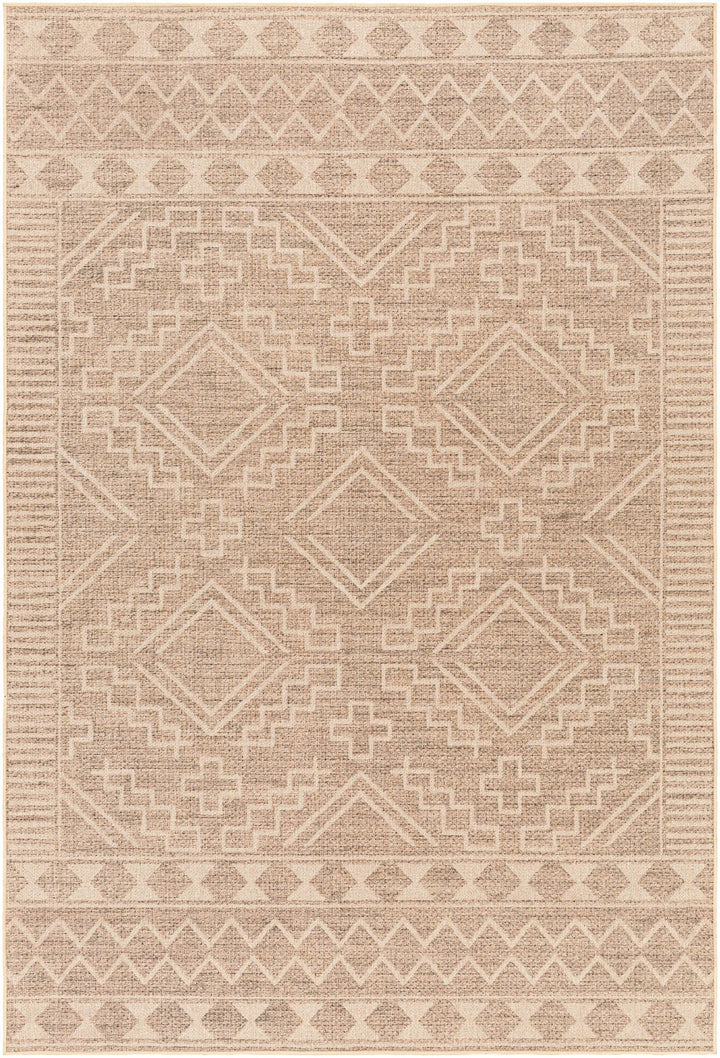 Halle Modern Tribal Design Tan Washable Area Rug - The Rug Decor