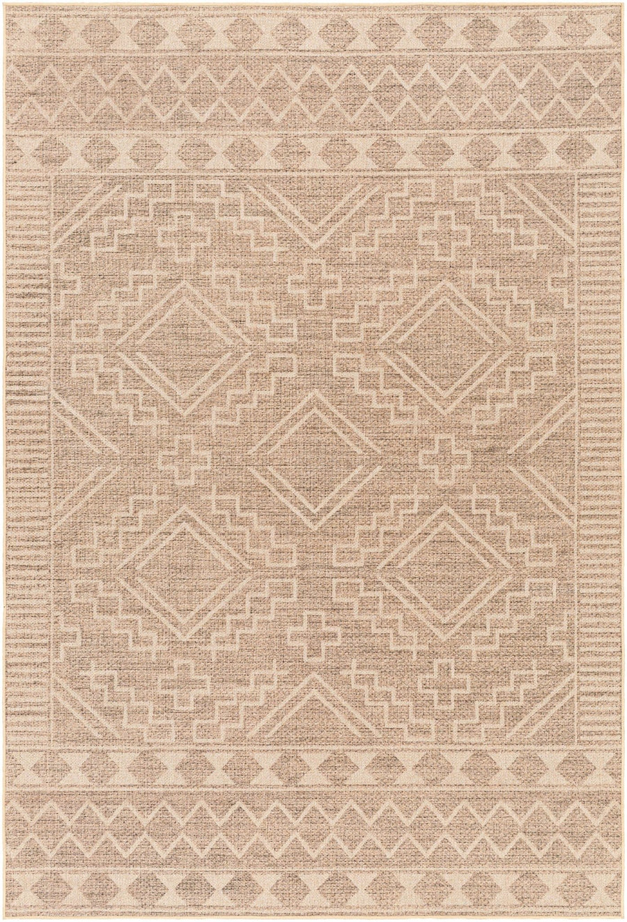 Halle Modern Tribal Design Tan Washable Area Rug - The Rug Decor