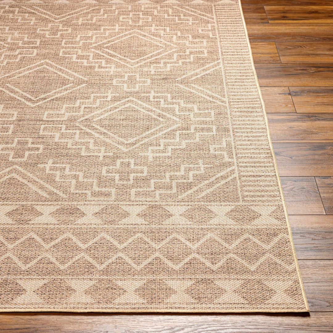 Halle Modern Tribal Design Tan Washable Area Rug - The Rug Decor