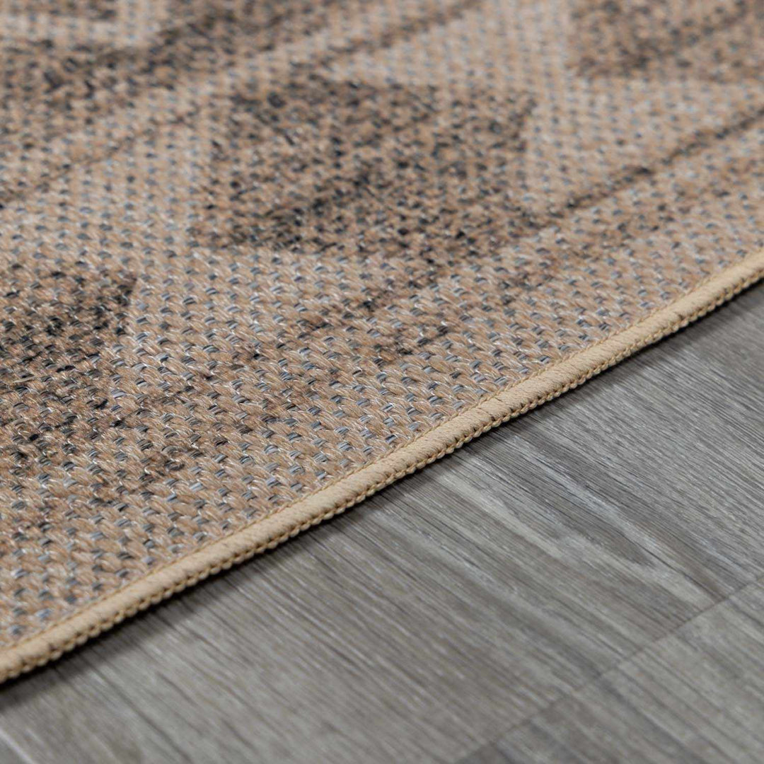 Halle Modern Tribal Design Tan Washable Area Rug - The Rug Decor