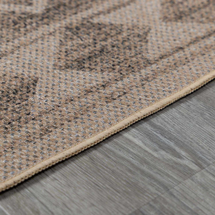 Halle Modern Tribal Design Tan Washable Area Rug - The Rug Decor