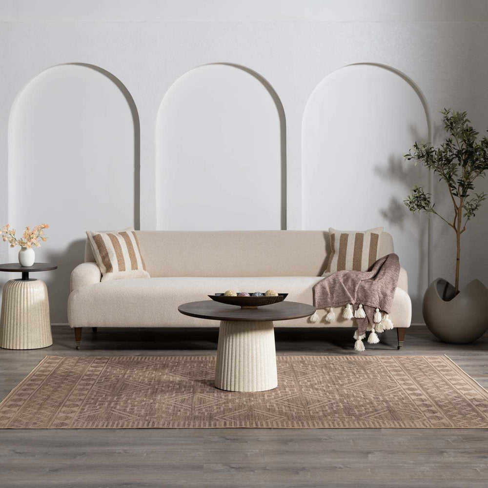 Halle Modern Tribal Design Tan Washable Area Rug - The Rug Decor