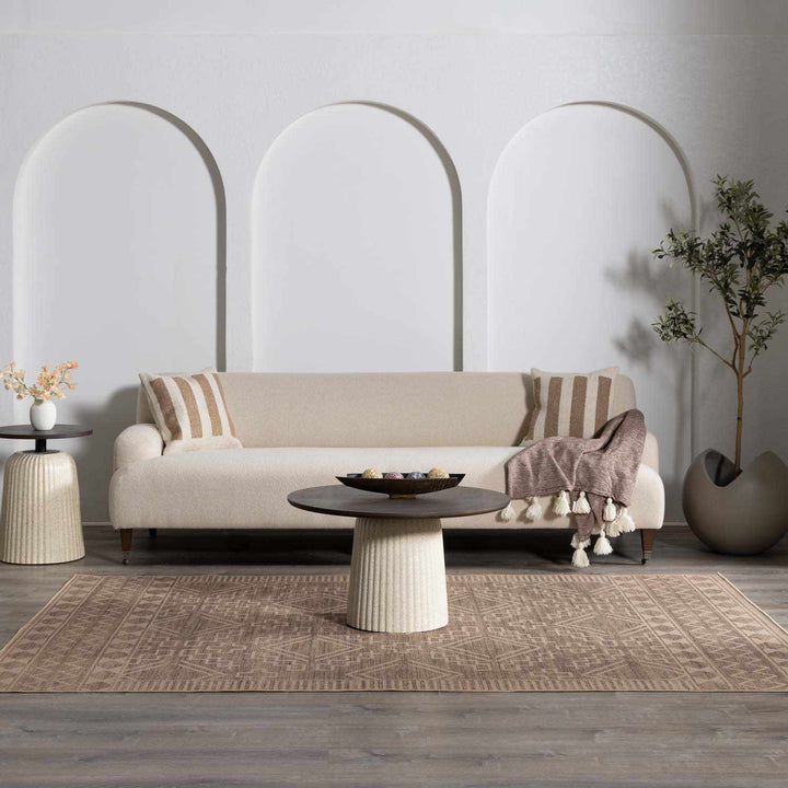 Halle Modern Tribal Design Tan Washable Area Rug - The Rug Decor