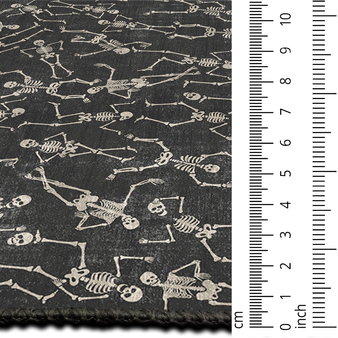 Halloween Skeleton Design Black And Beige Cotton Machine Washable Rug - The Rug Decor