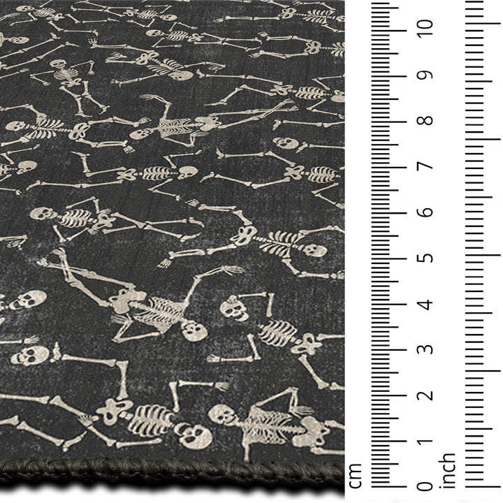 Halloween Skeleton Design Black And Beige Cotton Machine Washable Rug - The Rug Decor
