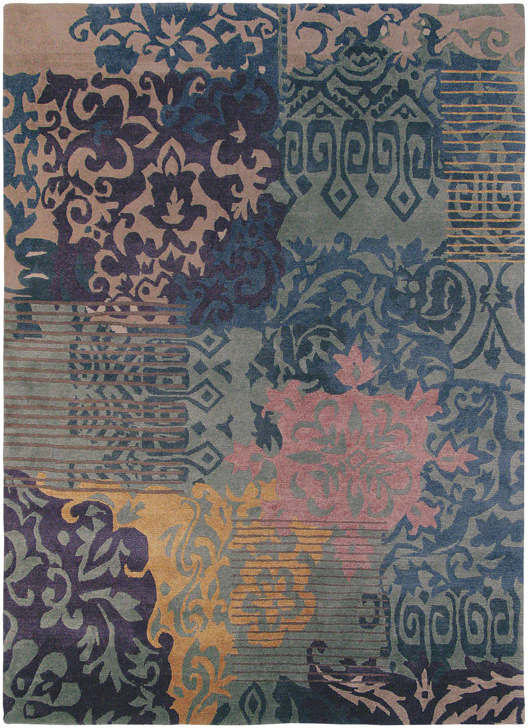 Hallsboro Contemporary Style Blue And Gray Hand Knotted Area Rug