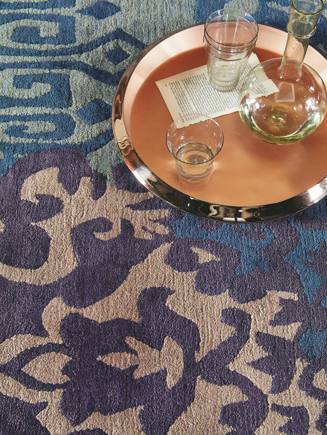 Hallsboro Contemporary Style Blue And Gray Hand Knotted Area Rug
