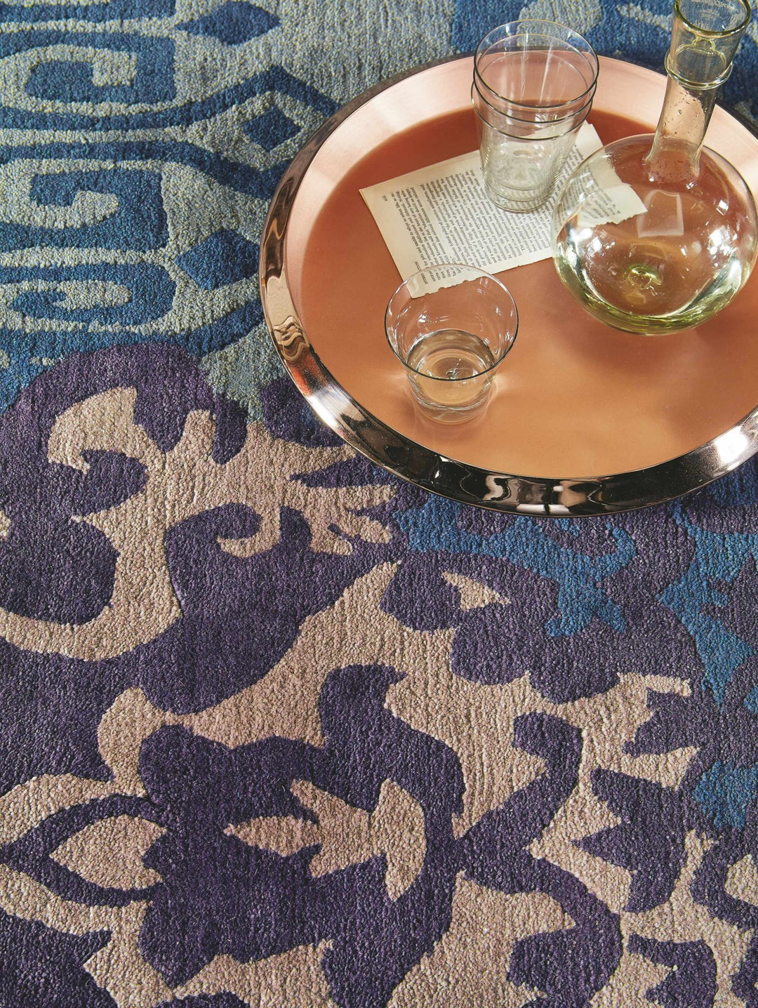 Hallsboro Contemporary Style Blue And Gray Hand Knotted Area Rug - The Rug Decor