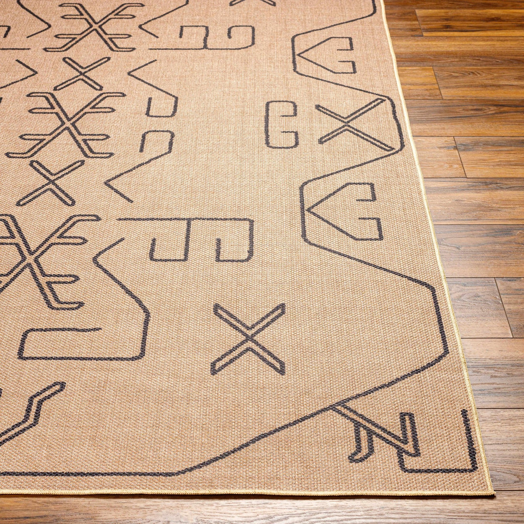 Hamid Traditional Geometric Design Tan And Taupe Washable Rug - The Rug Decor