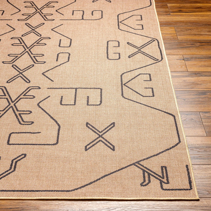 Hamid Traditional Geometric Design Tan And Taupe Washable Rug - The Rug Decor