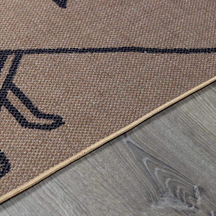 Hamid Traditional Geometric Design Tan And Taupe Washable Rug - The Rug Decor