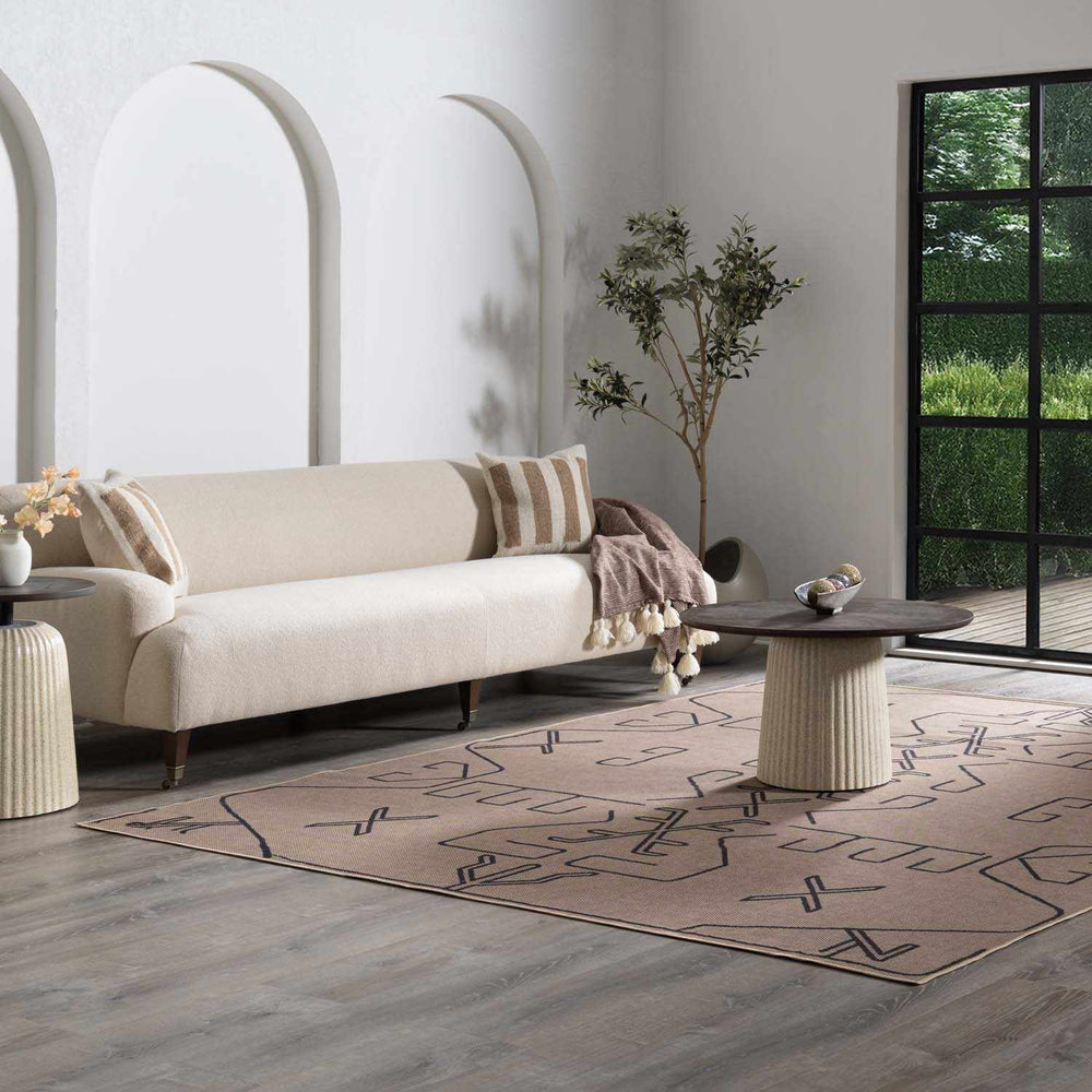 Hamid Traditional Geometric Design Tan And Taupe Washable Rug - The Rug Decor