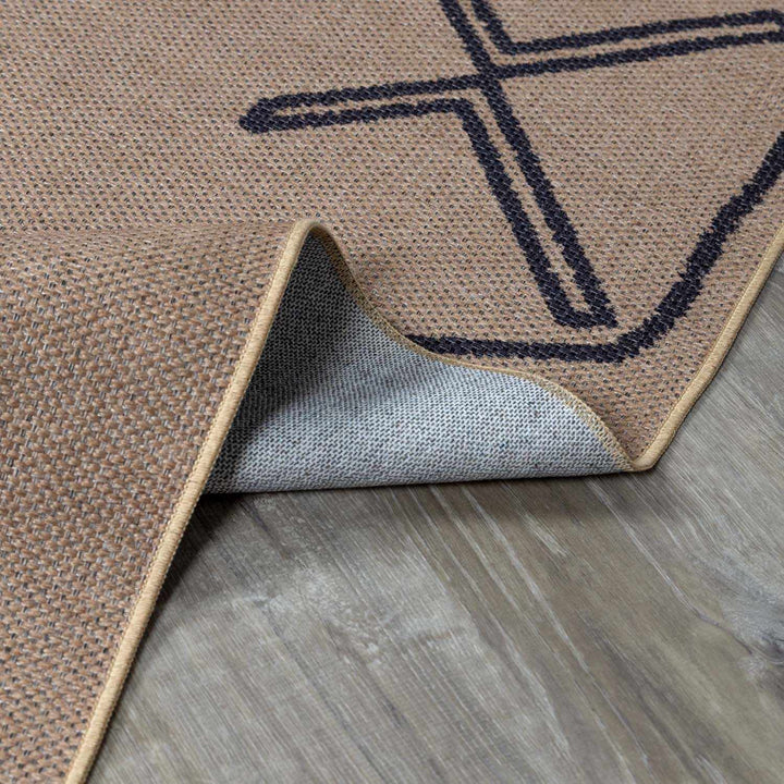 Hamid Traditional Geometric Design Tan And Taupe Washable Rug - The Rug Decor