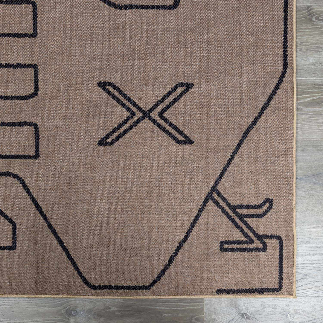 Hamid Traditional Geometric Design Tan And Taupe Washable Rug - The Rug Decor