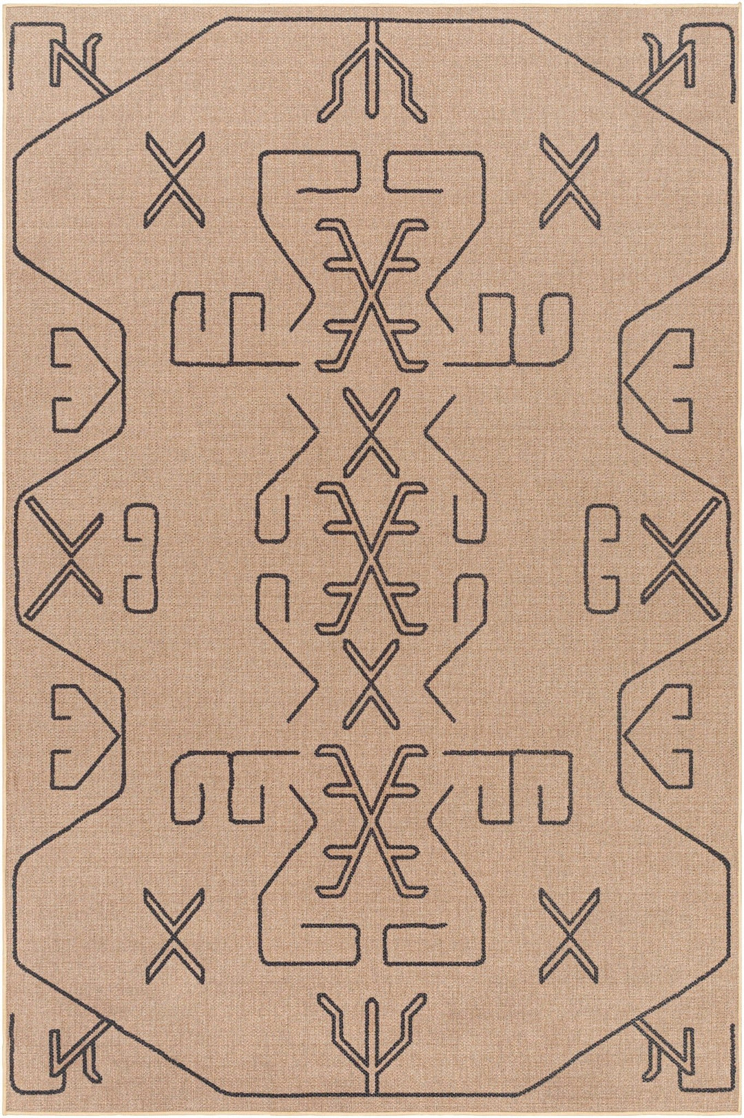 Hamid Traditional Geometric Design Tan And Taupe Washable Rug - The Rug Decor