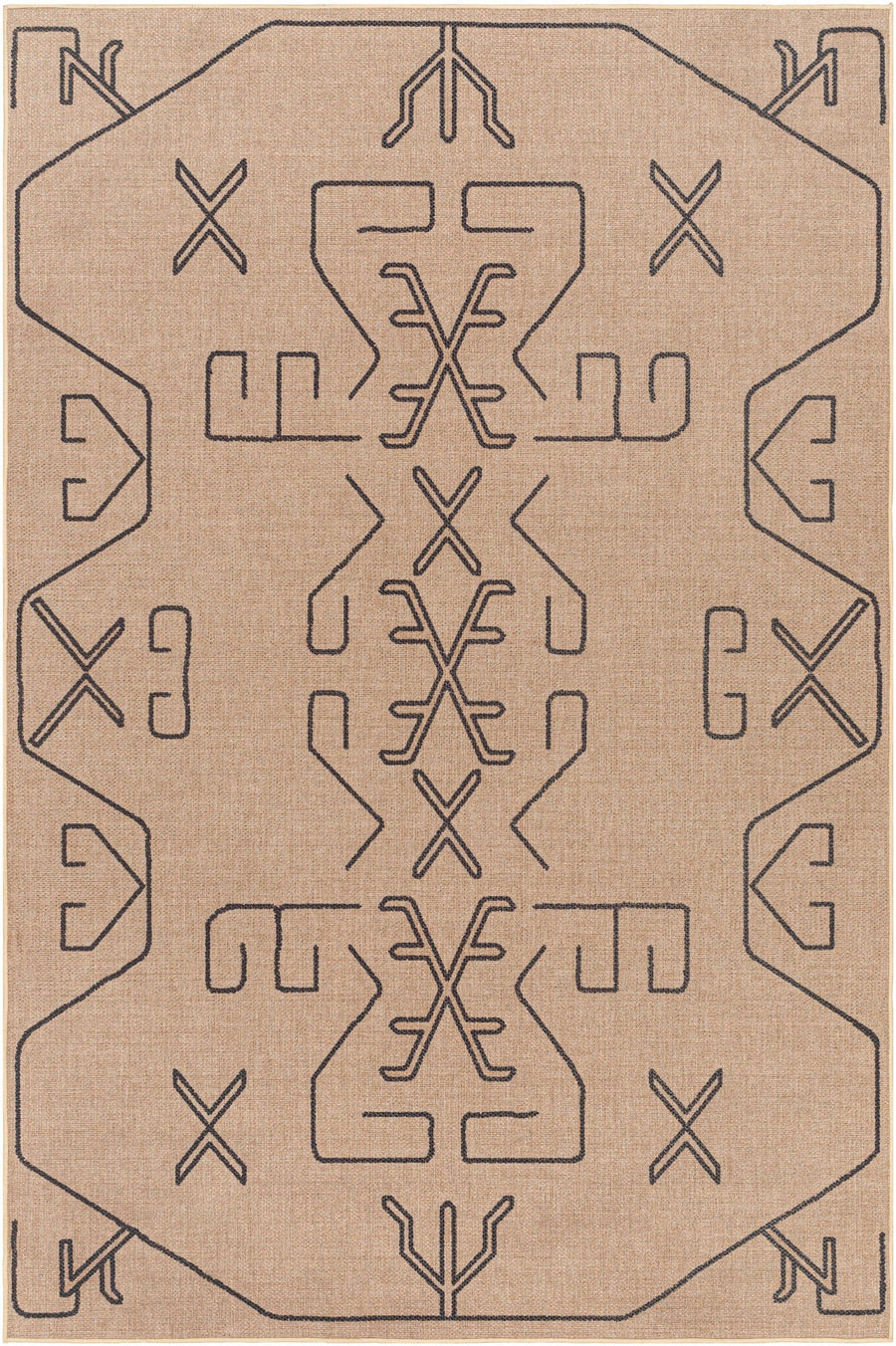 Hamid Traditional Geometric Design Tan And Taupe Washable Rug - The Rug Decor