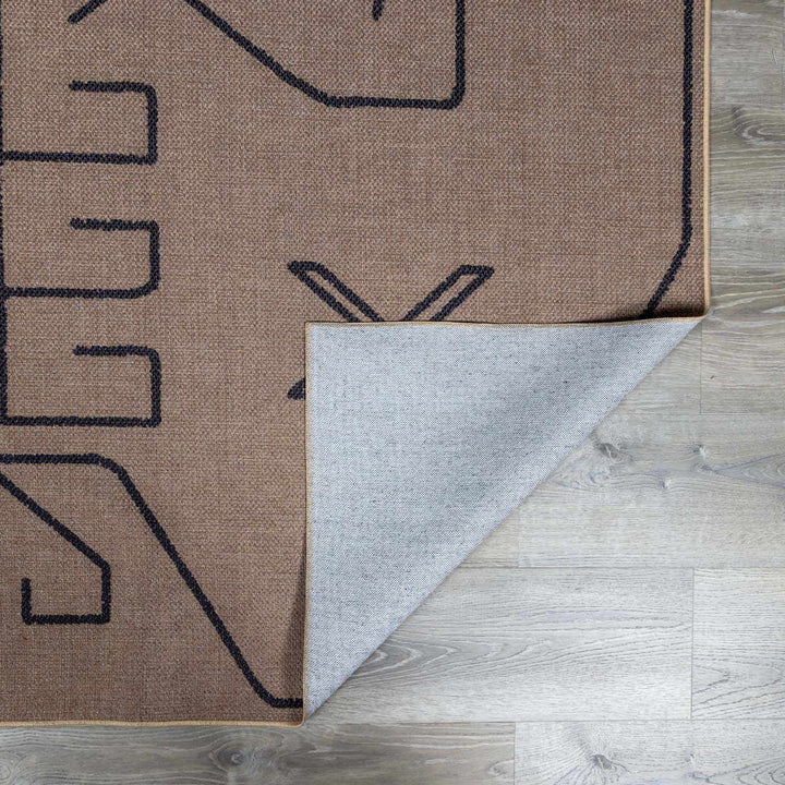 Hamid Traditional Geometric Design Tan And Taupe Washable Rug - The Rug Decor