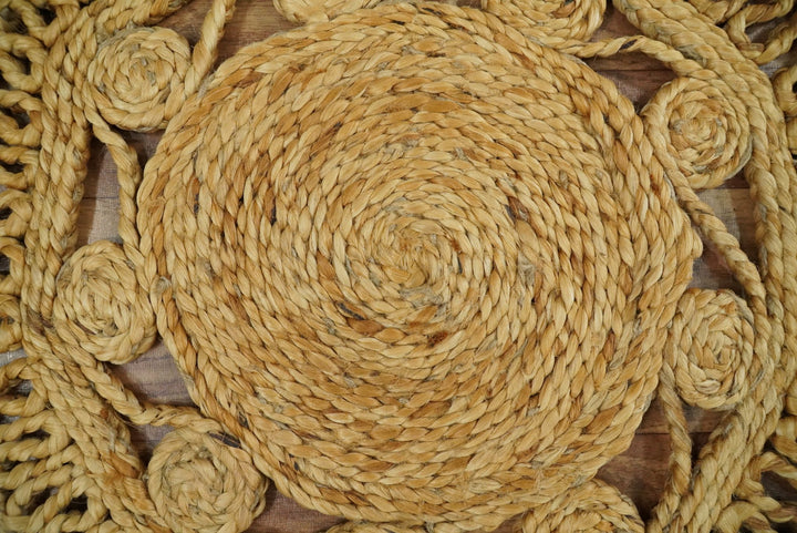 Quick Ship 4x4 Round Hand Braided Natural Brown Jute Rug