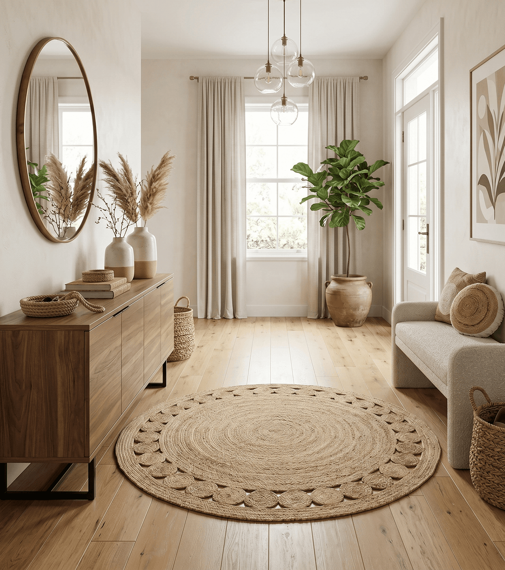 Hand Braided Solid Round natural Brown Jute Sisal Rug - The Rug Decor