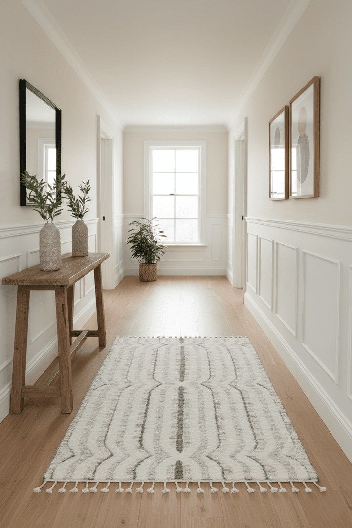 Hand Carved Texture Ivory, Gray, Charcoal and Beige Moroccan Style Modern Stripes Design 5x8 wool Area Rug - The Rug Decor