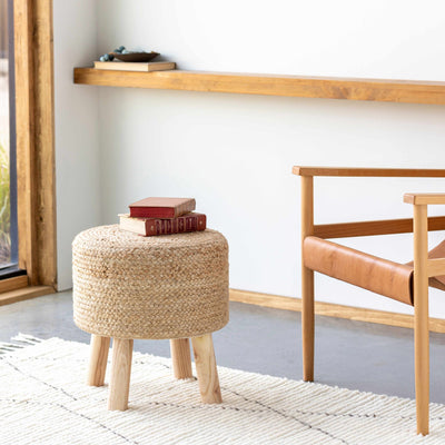 Hand Crafted Natural Brown Jute Stool, Perfect for home decor - The Rug Decor