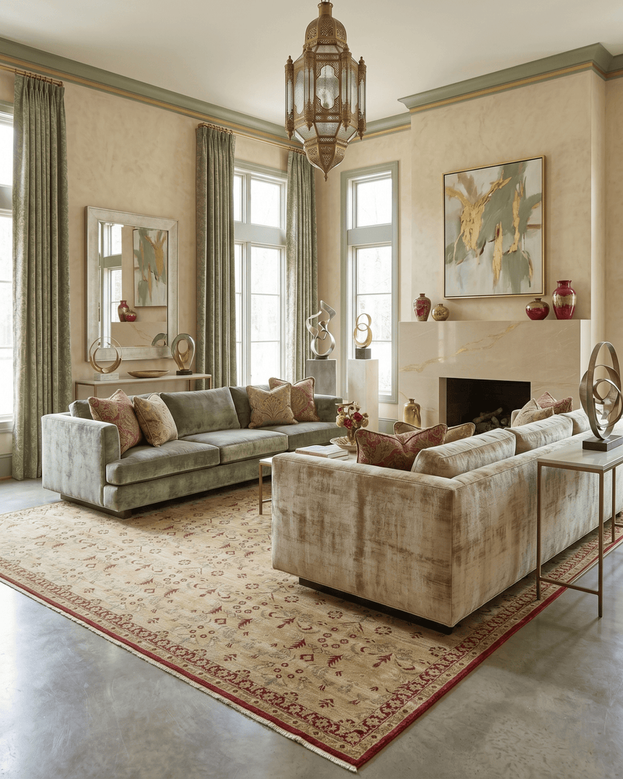 Hand Knotted 10x14 Modern Gold And Red Wool Area Rug - The Rug Decor