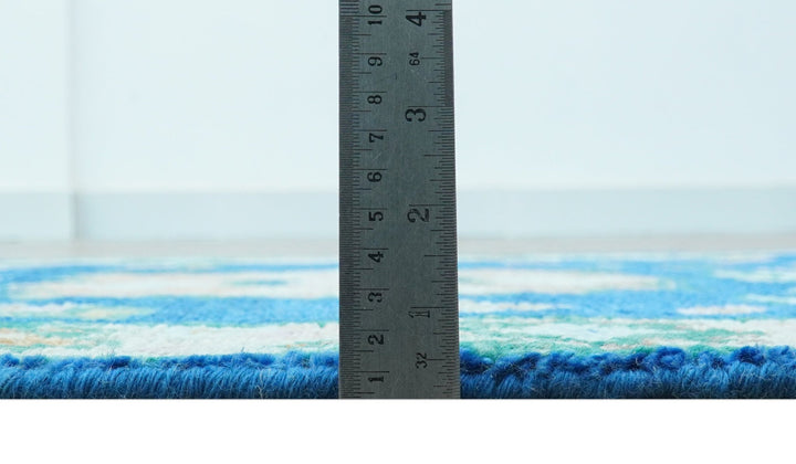 Hand knotted 2.6x6 Blue Traditional Oushak Design Wool Area Rug - The Rug Decor