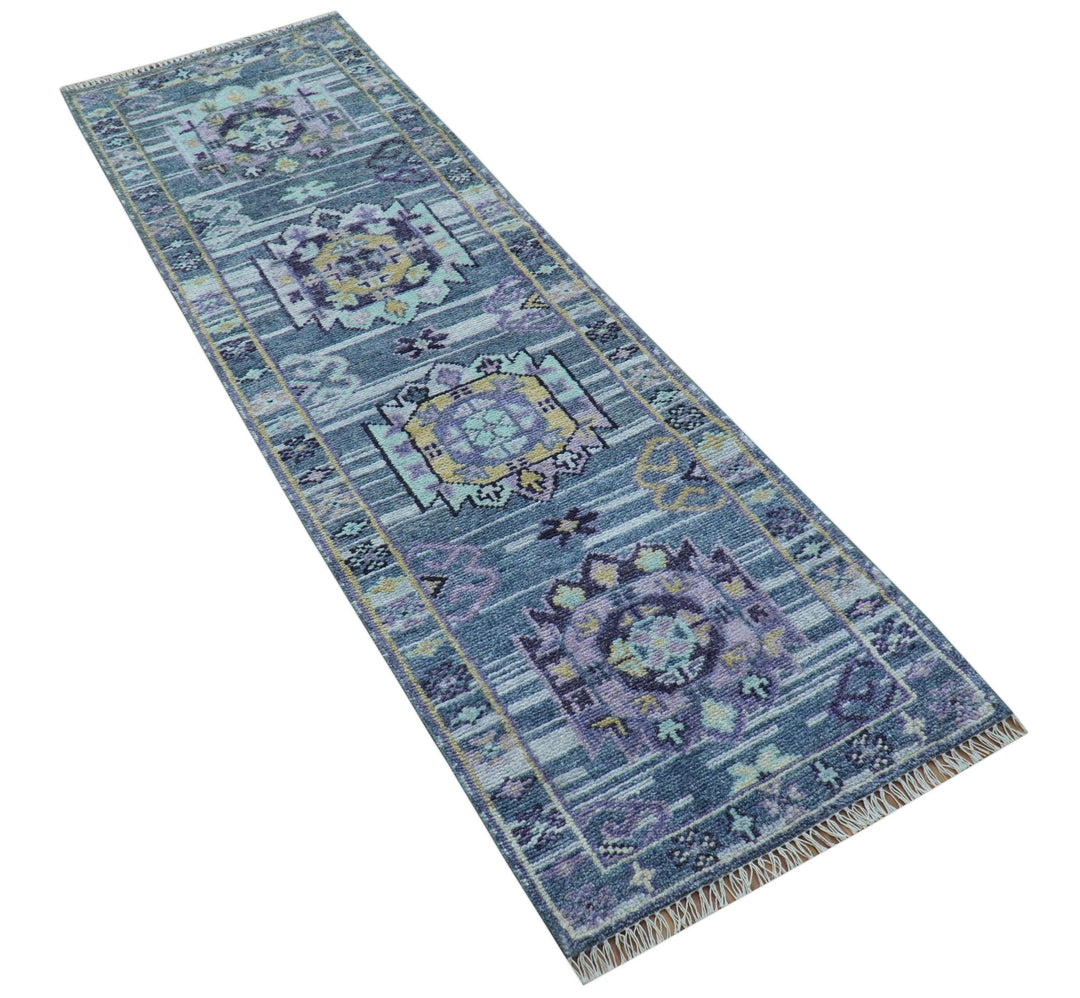 Hand knotted 2.6x8 Gray Traditional Transitional Design Wool Area Rug - The Rug Decor