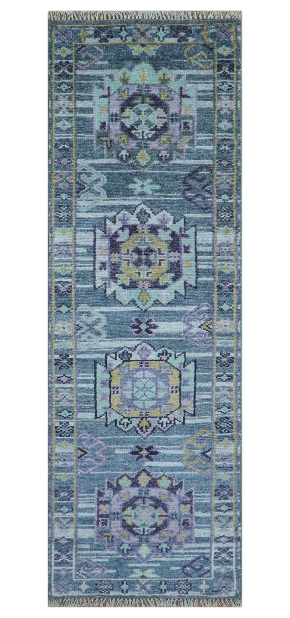 Hand knotted 2.6x8 Gray Traditional Transitional Design Wool Area Rug - The Rug Decor