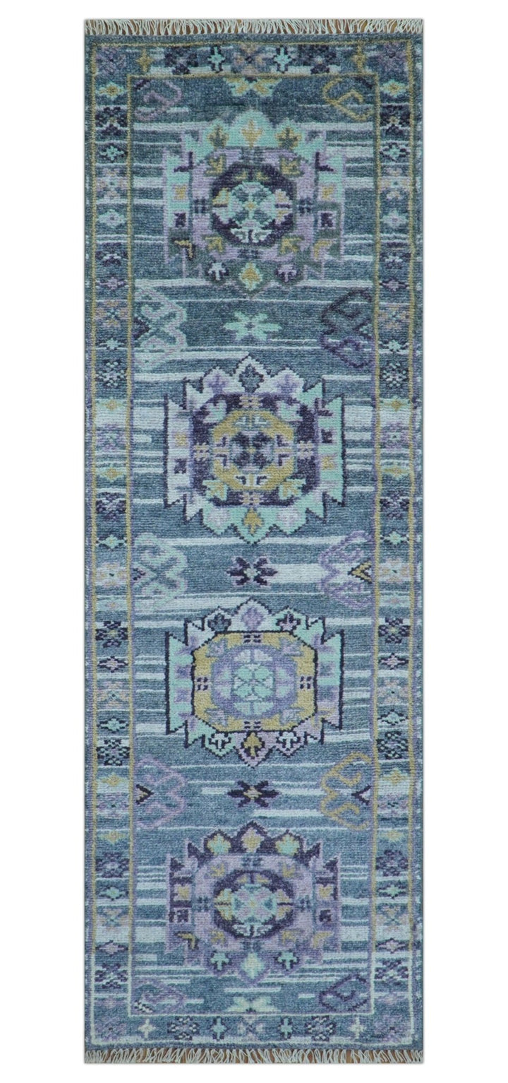 Hand knotted 2.6x8 Gray Traditional Transitional Design Wool Area Rug - The Rug Decor