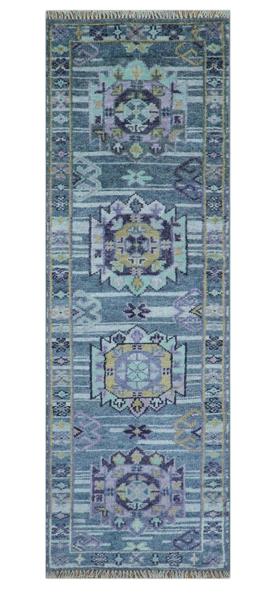 Hand knotted 2.6x8 Gray Traditional Transitional Design Wool Area Rug - The Rug Decor