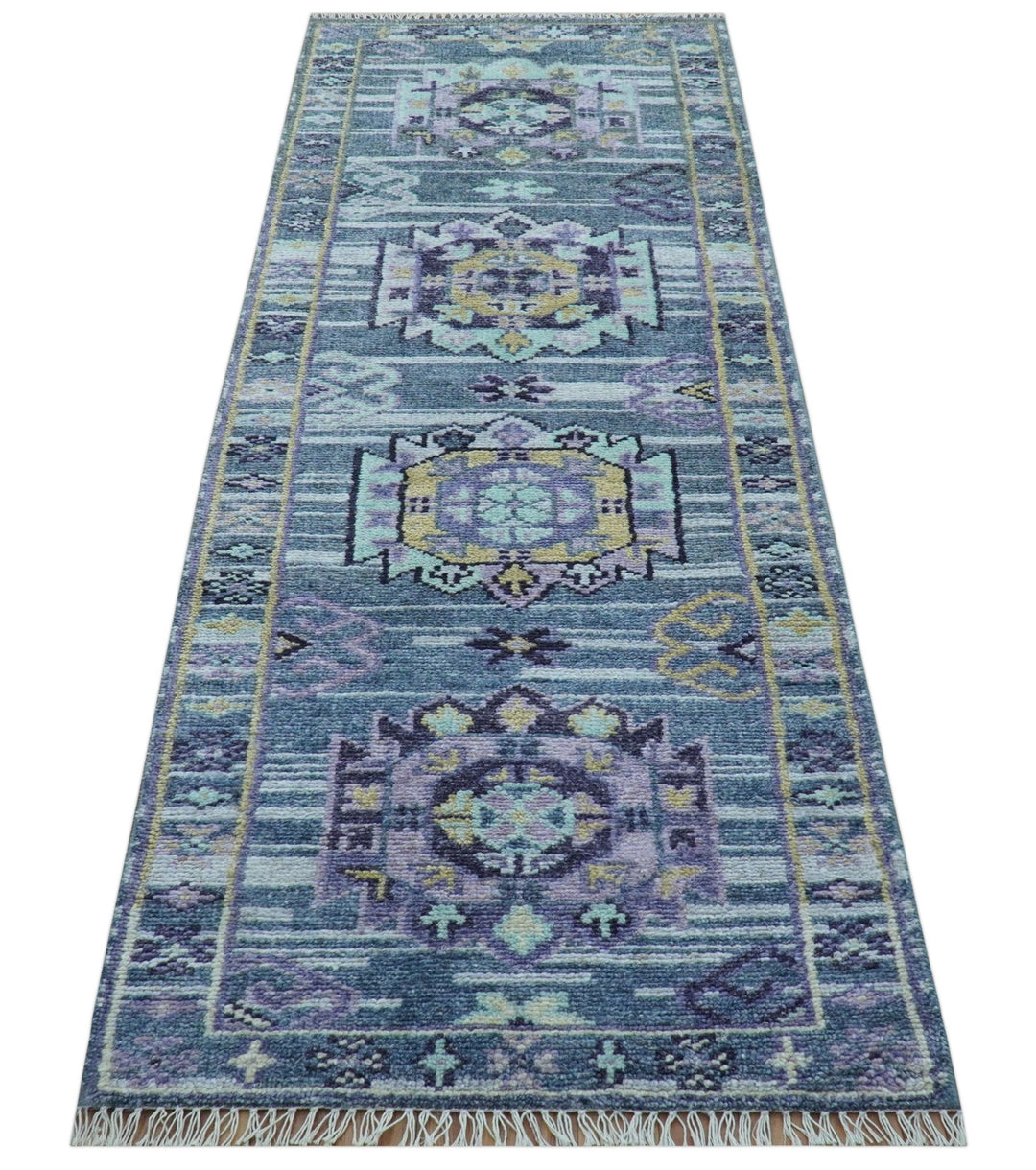 Hand knotted 2.6x8 Gray Traditional Transitional Design Wool Area Rug - The Rug Decor